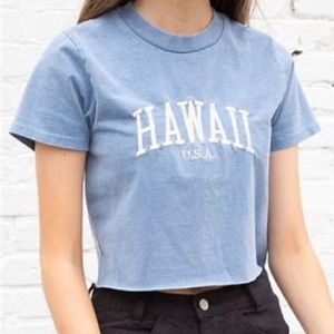Blue Cropped Helen Hawaii Top by Brandy Melville
